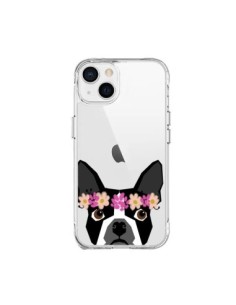iPhone 15 Plus Case Boston Terrier Flowers Dog Clear -...