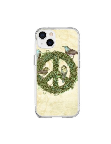 Cover iPhone 15 Plus Peace and Love Natura Uccelli - Rachel Caldwell