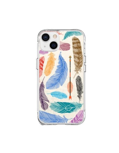 Coque iPhone 15 Plus Feather Plumes Multicolores - Rachel Caldwell
