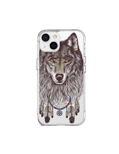Coque iPhone 15 Plus Loup Wolf Attrape Reves Transparente - Rachel Caldwell