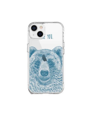 Coque iPhone 15 Plus I Love You Bear Ours Ourson Transparente - Rachel Caldwell