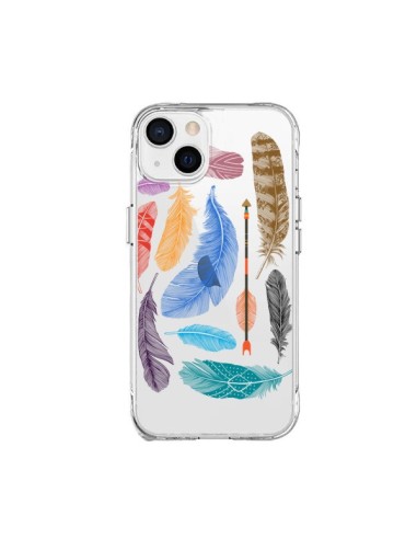 Cover iPhone 15 Plus Piuma Colorata Trasparente - Rachel Caldwell