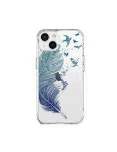 Cover iPhone 15 Plus Piuma Vola Uccelli Trasparente -...