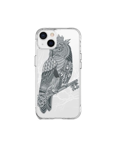 Coque iPhone 15 Plus Owl King Chouette Hibou Roi Transparente - Rachel Caldwell