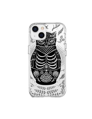 Coque iPhone 15 Plus Owl Chouette Hibou Squelette Transparente - Rachel Caldwell