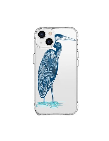 Coque iPhone 15 Plus Heron Blue Oiseau Transparente - Rachel Caldwell