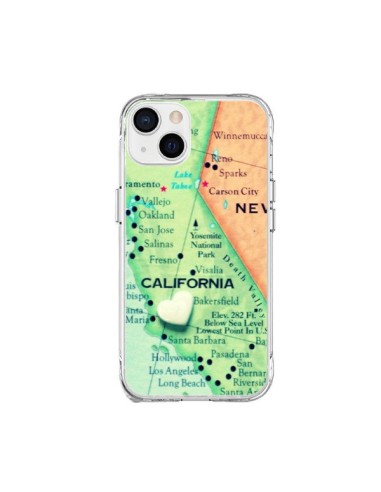 Coque iPhone 15 Plus Carte Map Californie - R Delean