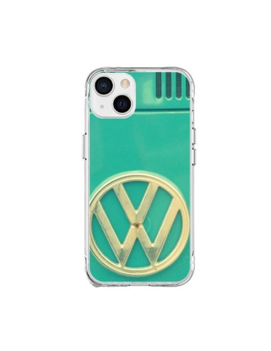 Coque iPhone 15 Plus Groovy Van Hippie VW Bleu - R Delean