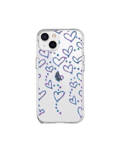 Coque iPhone 15 Plus Floating hearts coeurs flottants Transparente - Sylvia Cook