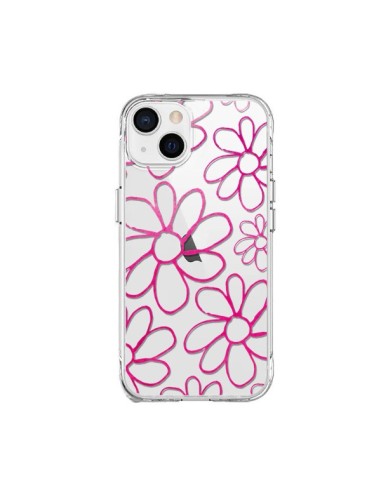 Coque iPhone 15 Plus Flower Garden Pink Fleur Transparente - Sylvia Cook