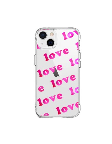 Coque iPhone 15 Plus Pink Love Rose Transparente - Sylvia Cook
