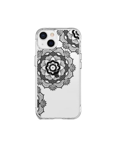 Coque iPhone 15 Plus Triple Mandala Noir Black Transparente - Sylvia Cook