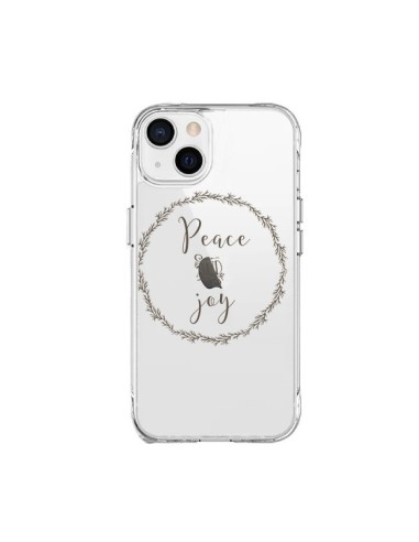 Coque iPhone 15 Plus Peace and Joy, Paix et Joie Transparente - Sylvia Cook