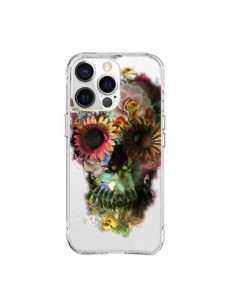 Cover iPhone 15 Pro Max Teschio Fiori Trasparente - Ali...