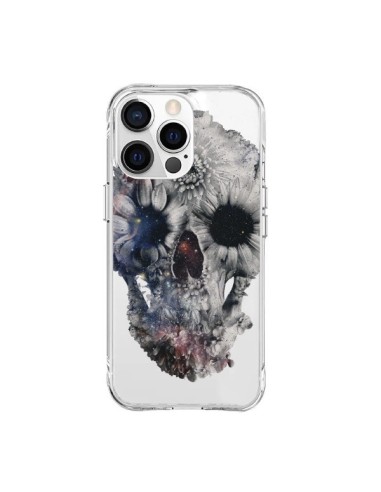Coque iPhone 15 Pro Max Floral Skull Tête de Mort Transparente - Ali Gulec