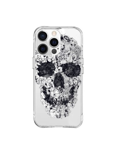 Coque iPhone 15 Pro Max Doodle Skull Dessin Tête de Mort Transparente - Ali Gulec