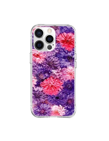 Coque iPhone 15 Pro Max Fleurs Violettes Flower Storm - Asano Yamazaki