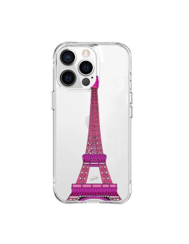 Coque iPhone 15 Pro Max Tour Eiffel Rose Paris Transparente - Asano Yamazaki