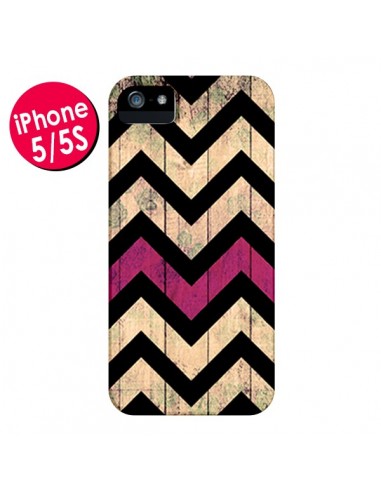 Coque Chevron Vintage Bois Wood pour iPhone 5 et 5S - Mary Nesrala