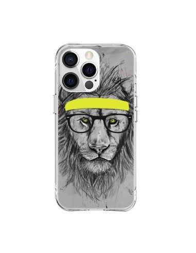 Coque iPhone 15 Pro Max Hipster Lion - Balazs Solti