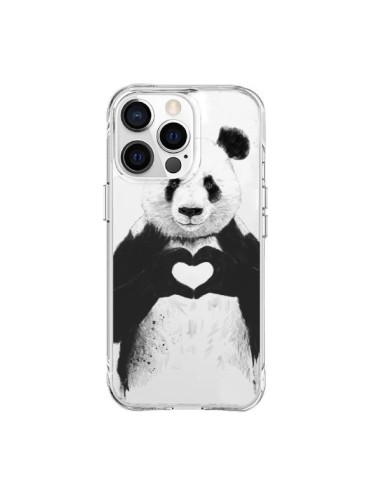Coque iPhone 15 Pro Max Panda All You Need Is Love Transparente - Balazs Solti