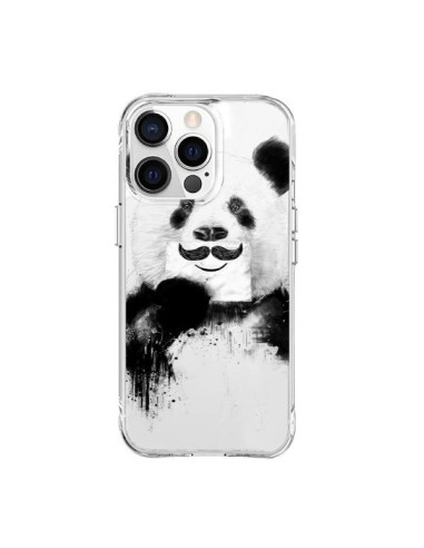 Coque iPhone 15 Pro Max Funny Panda Moustache Transparente - Balazs Solti