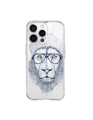Coque iPhone 15 Pro Max Cool Lion Swag Lunettes Transparente - Balazs Solti