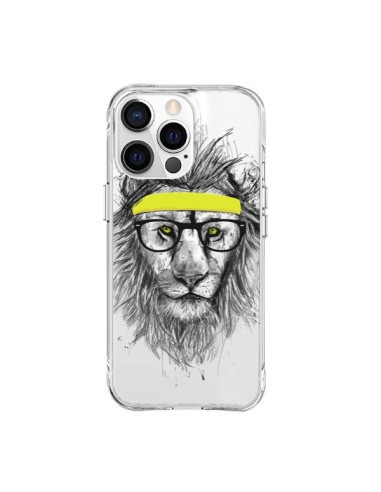 Coque iPhone 15 Pro Max Hipster Lion Transparente - Balazs Solti