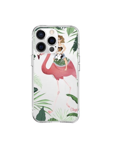 Coque iPhone 15 Pro Max Lolo Love Flamant Rose Chien Transparente - Chapo