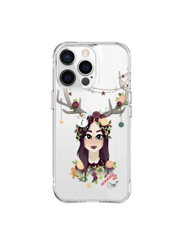 Coque iPhone 15 Pro Max Christmas Girl Femme Noel Bois Cerf Transparente - Chapo