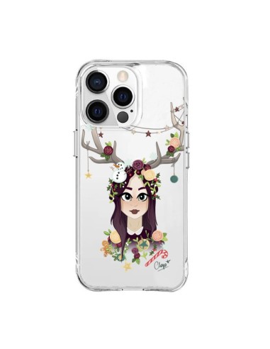 iPhone 15 Pro Max Case Girl Christmas Wood Deer Clear - Chapo