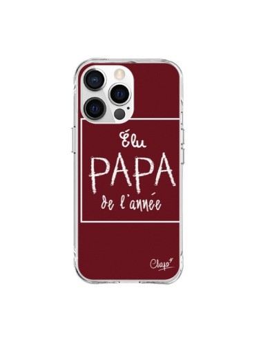 Coque iPhone 15 Pro Max Elu Papa de l'Année Rouge Bordeaux - Chapo