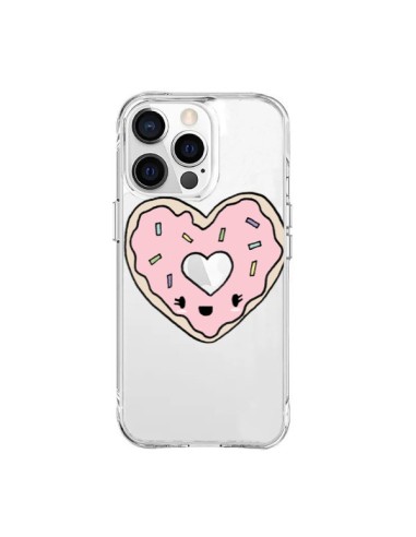 Coque iPhone 15 Pro Max Donuts Heart Coeur Rose Transparente - Claudia Ramos