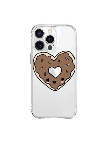 iPhone 15 Pro Max Case Donut Heart Chocolate Clear - Claudia Ramos