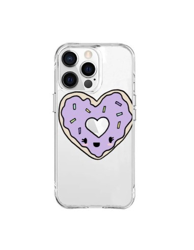 Coque iPhone 15 Pro Max Donuts Heart Coeur Violet Transparente - Claudia Ramos