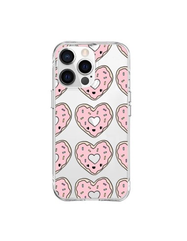 Coque iPhone 15 Pro Max Donuts Heart Coeur Rose Pink Transparente - Claudia Ramos