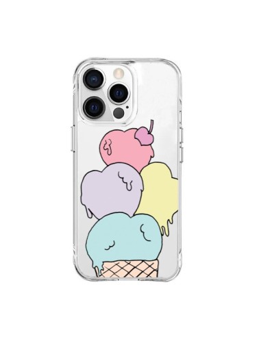 Coque iPhone 15 Pro Max Ice Cream Glace Summer Ete Coeur Transparente - Claudia Ramos