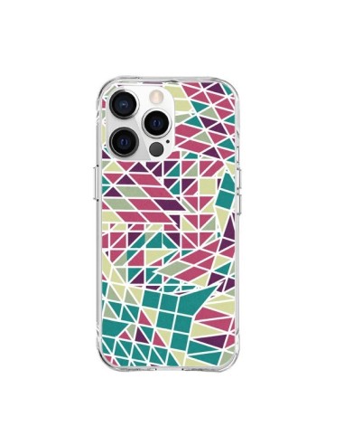 Coque iPhone 15 Pro Max Azteque Triangles Vert Violet - Eleaxart