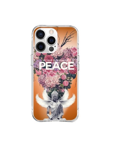 Coque iPhone 15 Pro Max Peace Fleurs Buddha - Eleaxart