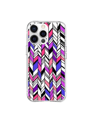 Coque iPhone 15 Pro Max Graphic Azteque Rose Violet - Léa Clément