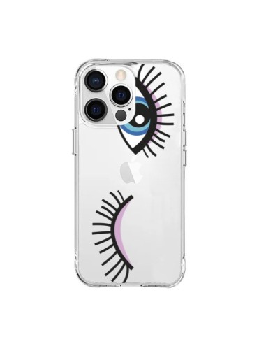 Coque iPhone 15 Pro Max Eyes Oeil Yeux Bleus Transparente - Léa Clément