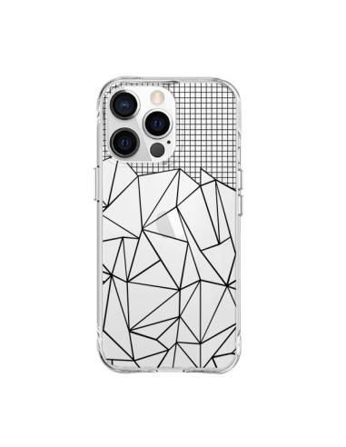 Coque iPhone 15 Pro Max Lignes Grille Grid Abstract Noir Transparente - Project M