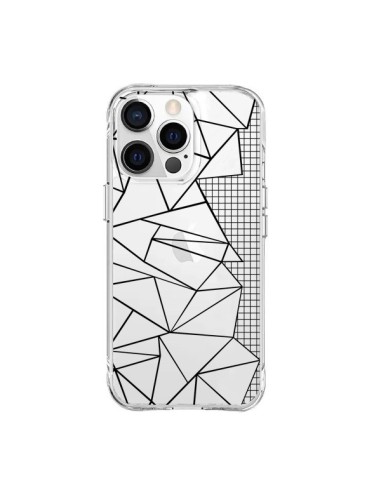 Coque iPhone 15 Pro Max Lignes Grilles Side Grid Abstract Noir Transparente - Project M