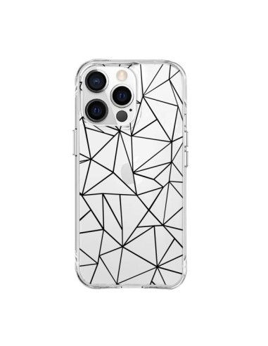 Coque iPhone 15 Pro Max Lignes Triangles Grid Abstract Noir Transparente - Project M