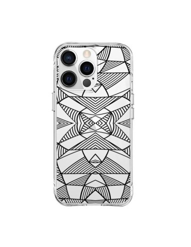 iPhone 15 Pro Max Case Lines Mirrors Grid Triangles Abstract Black Clear - Project M