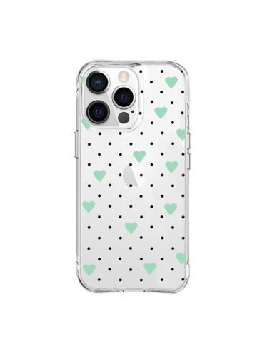 iPhone 15 Pro Max Case Points Hearts Green Mint Clear - Project M
