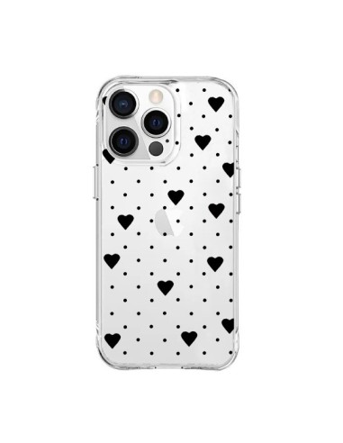 iPhone 15 Pro Max Case Points Hearts Black Clear - Project M