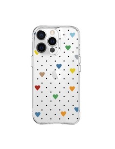 Cover iPhone 15 Pro Max Punti Cuori Colorato Trasparente...