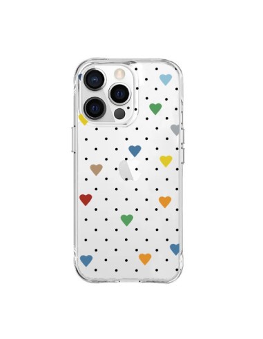 iPhone 15 Pro Max Case Points Hearts Colorful Clear - Project M