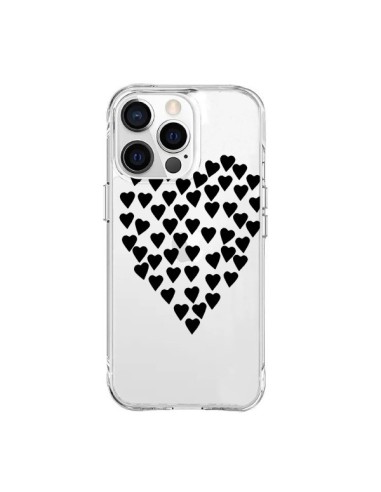 Coque iPhone 15 Pro Max Coeurs Heart Love Noir Transparente - Project M
